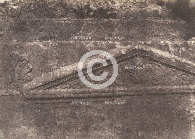 Jérusalem, Vallée de Josaphat, Fronton du Tombeau de Josaphat, 1854. Creator: Auguste Salzmann.