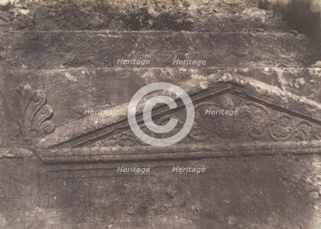 Jérusalem, Vallée de Josaphat, Fronton du Tombeau de Josaphat, 1854. Creator: Auguste Salzmann.