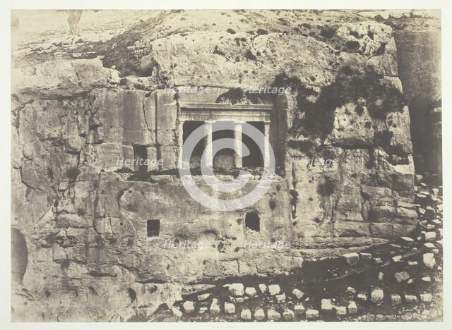 Jerusalem, Valley of Josaphat, Tomb of St. James (Jérusalem, Vallée de Josaphat...), 1854, printed 1 Creator: Auguste Salzmann.