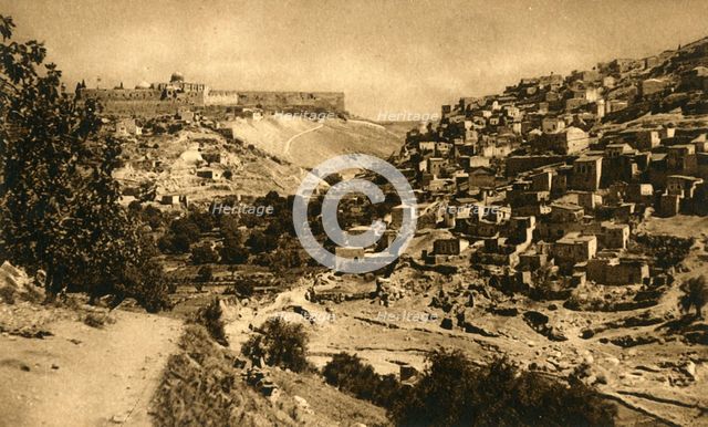 'Jerusalem - Valley of Kidron, Siloam and City Wall', c1918-c1939. Creator: Unknown.