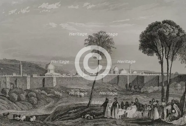 Jerusalem Wall, 1840. Creator: Émile Rouargue.