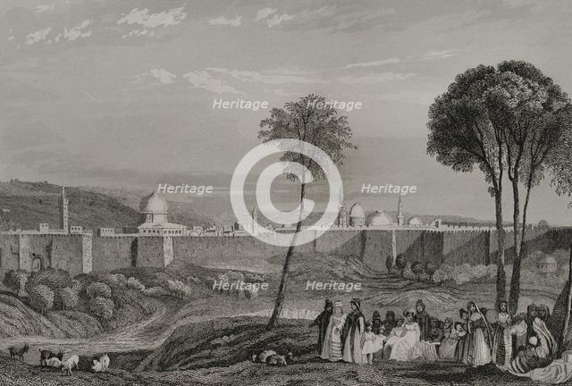 Jerusalem Wall, 1840. Creator: Émile Rouargue.