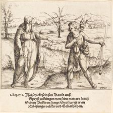 Jesse Sends David to His Brothers and Saul, 1548. Creator: Augustin Hirschvogel