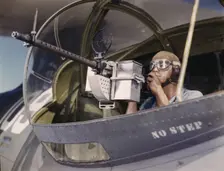 Jesse Rhodes Waller, A.O.M., third class, tries out a 30-calibre...Corpus Christi, Texas, 1942. Creator: Howard Hollem