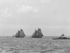 Jessie Costa and James W. Parker in first [?] Fishermen's Race for Lipton Cup, c1907. Creator: Unknown