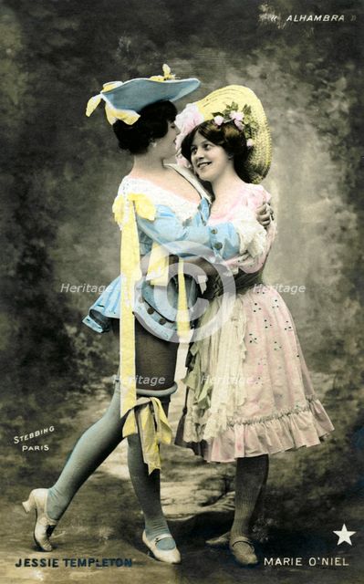 Jessie Templeton and Marie O'Niel, actresses, 1905.Artist: Stebbing