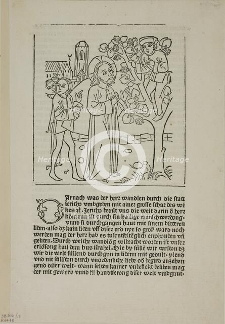Jesus Calling Zacchaeus from Geistliche Auslegung des Lebens Jesu...c. 1485...assembled 1929. Creators: Unknown, Johann Zainer, Wilhelm Ludwig Schreiber.