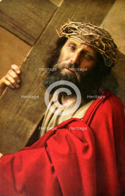Jesus carrying the cross, 1922. Creator: Henry Traut.