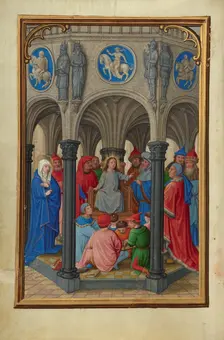 Jesus Among the Doctors; Prayer Book of Cardinal Albrecht of Brandenburg, about 1525-1530. Creator: Simon Bening
