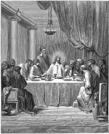 Jesus and his disciples at the Last Supper, 1866. Artist: Gustave Doré