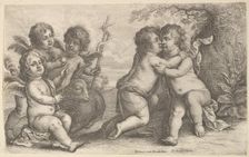 Jesus and St. John embracing, with Cherubs, 1646. Creator: Wenceslaus Hollar