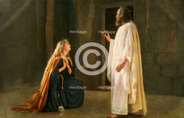 Jesus appears to Mary Magdalene, 1922.  Creator: Henry Traut.