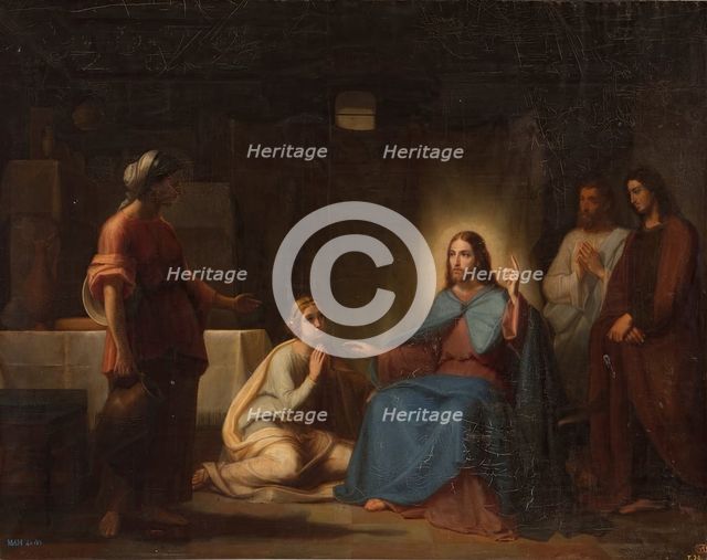 Jesus at the Home of Martha and Mary, c1858. Creator: Juan Antonio Vera Calvo.
