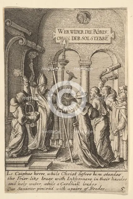 Jesus before Caiaphas, 1625-77. Creator: Wenceslaus Hollar.