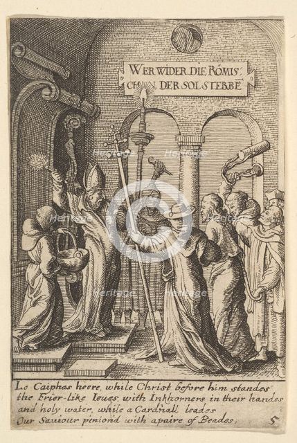 Jesus before Caiaphas, 1625-77. Creator: Wenceslaus Hollar.