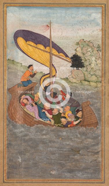 Jesus being awakened during a tempest on the Sea of Galilee, from a Mir’at al-quds..., 1602-1604. Creator: Unknown.