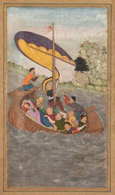 Jesus being awakened during a tempest on the Sea of Galilee, from a Mir’at al-quds..., 1602-1604. Creator: Unknown