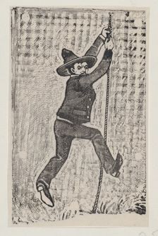 Jesús Bruno Martinez escaping from jail, from a broadside entitled La Fuga de Je..., ca. 1880-1910. Creator: José Guadalupe Posada