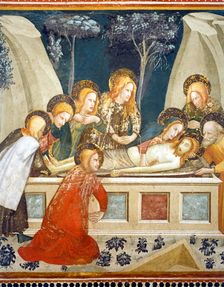 Jesus in the tomb with her ??mother and apostles by Ferrer Bassa