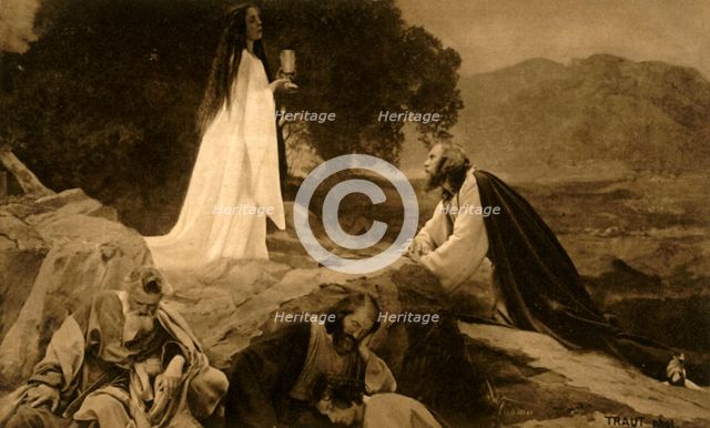 Jesus on the Mount of Olives, 1922.  Creator: Henry Traut.