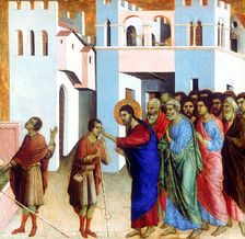 Jesus Opens the Eyes of the Man born Blind 1311. Artist: Duccio di Buoninsegna
