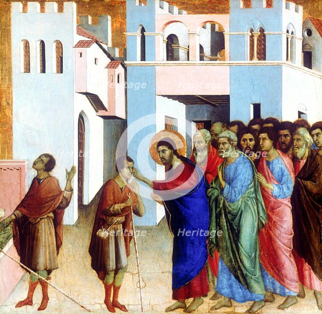 'Jesus Opens the Eyes of the Man born Blind', 1311. Artist: Duccio di Buoninsegna