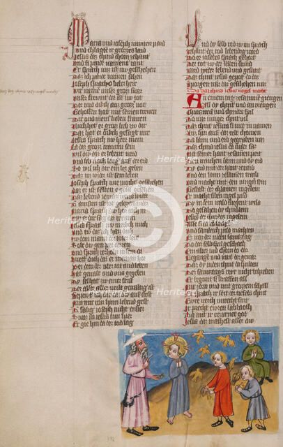 Jesus Making Birds from Clay; Weltchronik, about 1400-1410. Creator: Unknown.