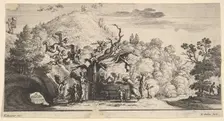 Jesus served by angels, 1652. Creator: Wenceslaus Hollar