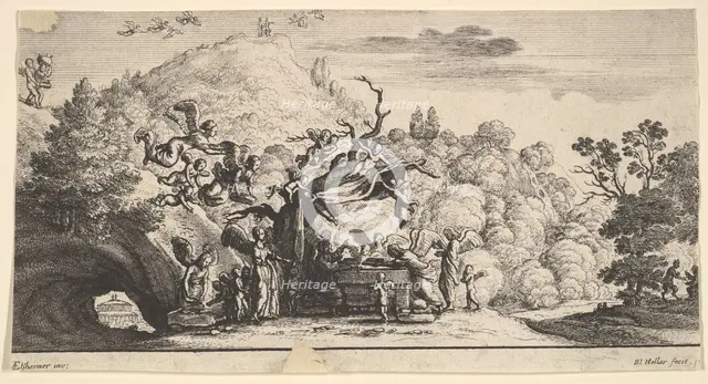 Jesus served by angels, 1652. Creator: Wenceslaus Hollar.