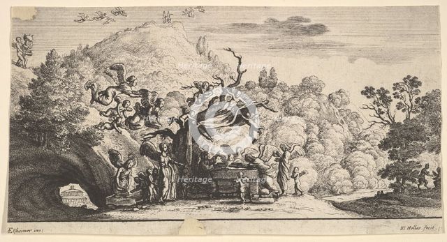 Jesus served by angels, 1652. Creator: Wenceslaus Hollar.