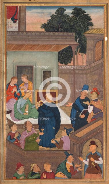 Jesus Raises Jairus's Daughter from the Dead, from a Mirror of Holiness (Mir’at al-quds)..., 1602-16 Creator: Unknown.