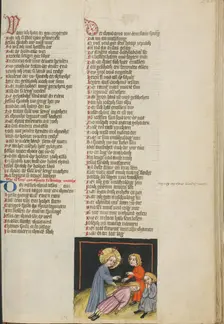 Jesus Raising a Dead Child; Weltchronik, about 1400-1410. Creator: Unknown