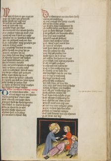 Jesus Raising a Dead Child; Weltchronik, about 1400-1410. Creator: Unknown