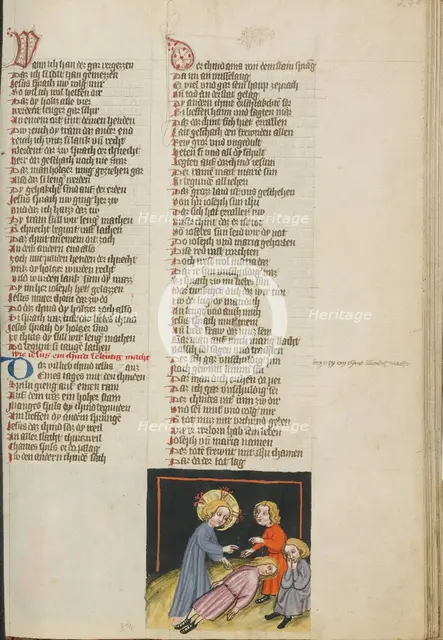 Jesus Raising a Dead Child; Weltchronik, about 1400-1410. Creator: Unknown.