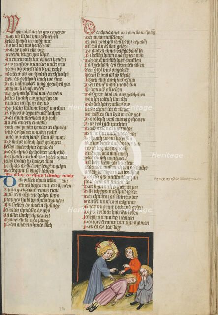 Jesus Raising a Dead Child; Weltchronik, about 1400-1410. Creator: Unknown.