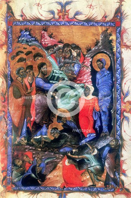 Jesus raising Lazarus after four days, c1280. Artist: Unknown