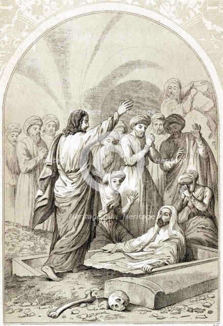 Jesus raising Lazarus from the tomb, c1880. Artist: Anon