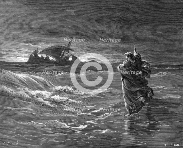 Jesus walking on the water, 1866. Artist: Unknown