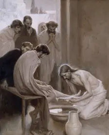 Jesus Washing the Feet of his Disciples, 1898. Creator: Albert Edelfelt