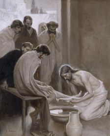 Jesus Washing the Feet of his Disciples, 1898. Creator: Albert Edelfelt