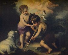 Jesus y Juan El Bautista Ninos (Jesus and John the Baptist, children), 1670, (c1934). Artist: Bartolomé Esteban Murillo
