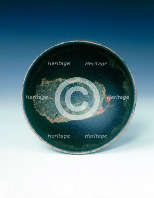 Jizhou stoneware bowl with skeleton leaf design, Southern Song dynasty, China, 12th century. Creator: Unknown.