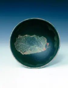 Jizhou stoneware bowl with skeleton leaf design, Southern Song dynasty, China, 12th century. Creator: Unknown