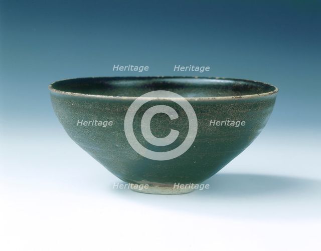 Jizhou stoneware bowl with skeleton leaf design, Southern Song dynasty, China, 12th century. Creator: Unknown.