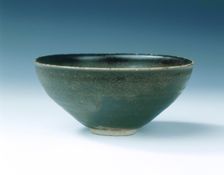 Jizhou stoneware bowl with skeleton leaf design, Southern Song dynasty, China, 12th century. Creator: Unknown