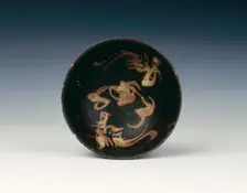Jizhou tea bowl with slip decoration, Southern Song dynasty, China, late 12th-early 13th century. Creator: Unknown