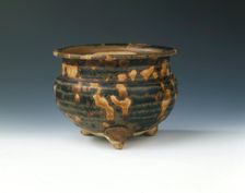 Jizhou tortoise-shell glazed tripod censer, Southern Song dynasty, China, 1127-1279