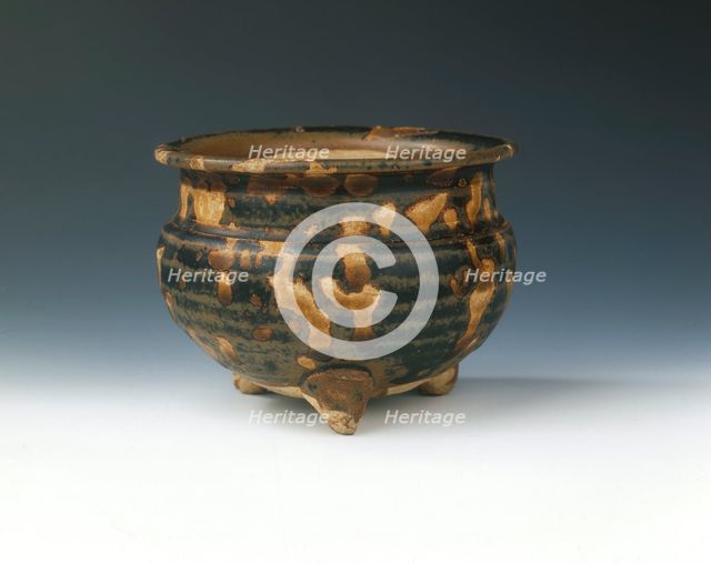 Jizhou tortoise-shell glazed tripod censer, Southern Song dynasty, China, 1127-1279. Artist: Unknown
