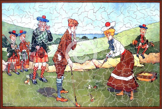 Jigsaw puzzle of golfers, Scottish, c1910-20. Artist: Unknown