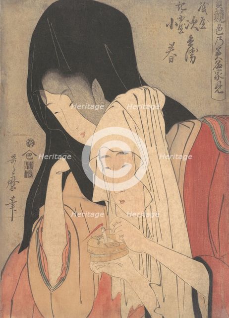 Jihei of Kamiya Eloping with Koharu of Kinokuniya, early 1800s. Creator: Kitagawa Utamaro.